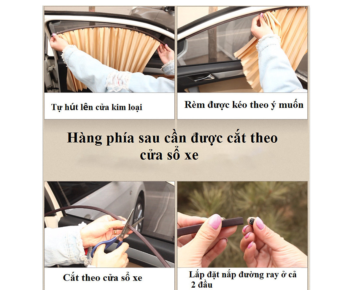 BỘ 4 RÈM VẢI CHE NẮNG CÁNH CỬA THÔNG MINH TRÊN XE HƠI TẶNG KÈM THẺ ĐỖ XE