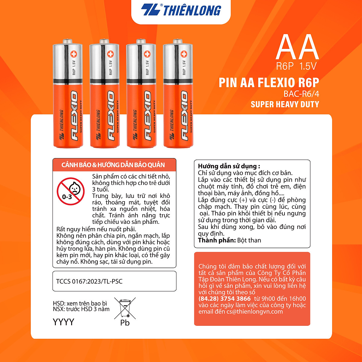 Lốc 4 Pin AA Thiên Long Flexio BAC-R6/4