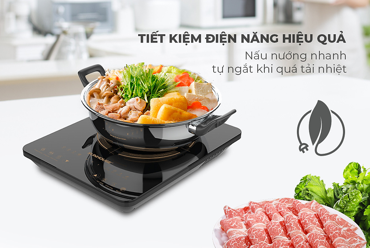 Bếp Từ Đơn Sunhouse SHD6803 (2000W) - Kèm Nồi Lẩu - Hàng Chính Hãng