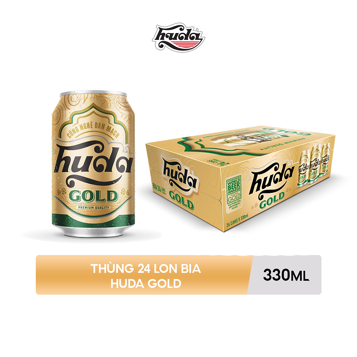 Thùng 24 lon bia Huda Gold 330ml - Bia Nhập Khẩu