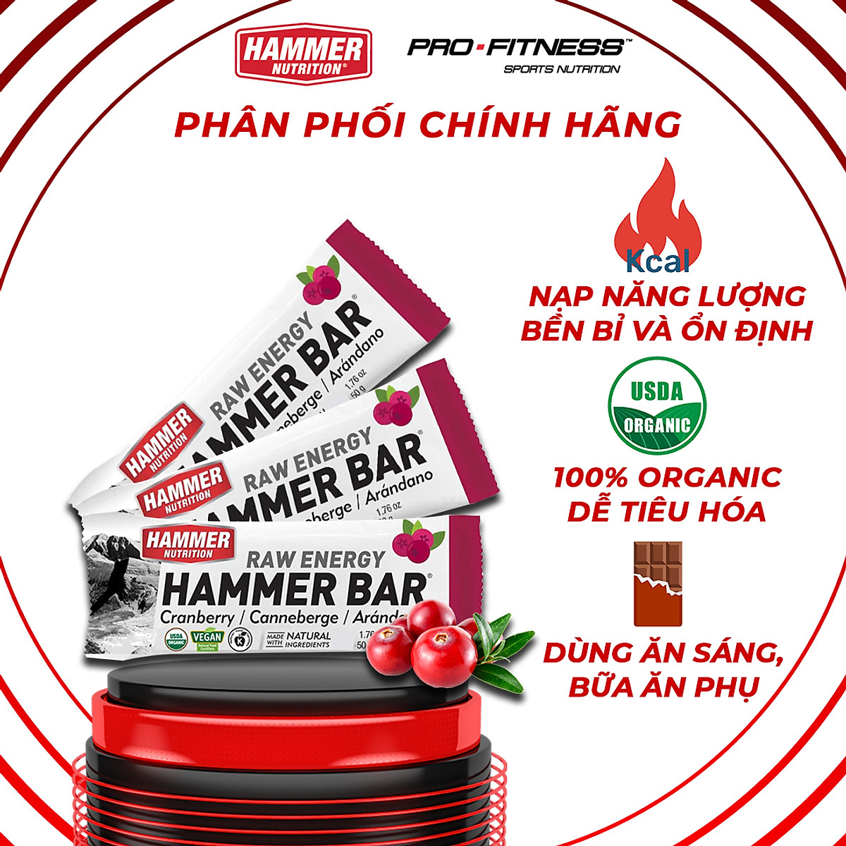 Thanh Năng Lượng Raw Energy Hammer Bar Bổ sung năng lượng và dinh dưỡng khi luyện tập, thi đấu
