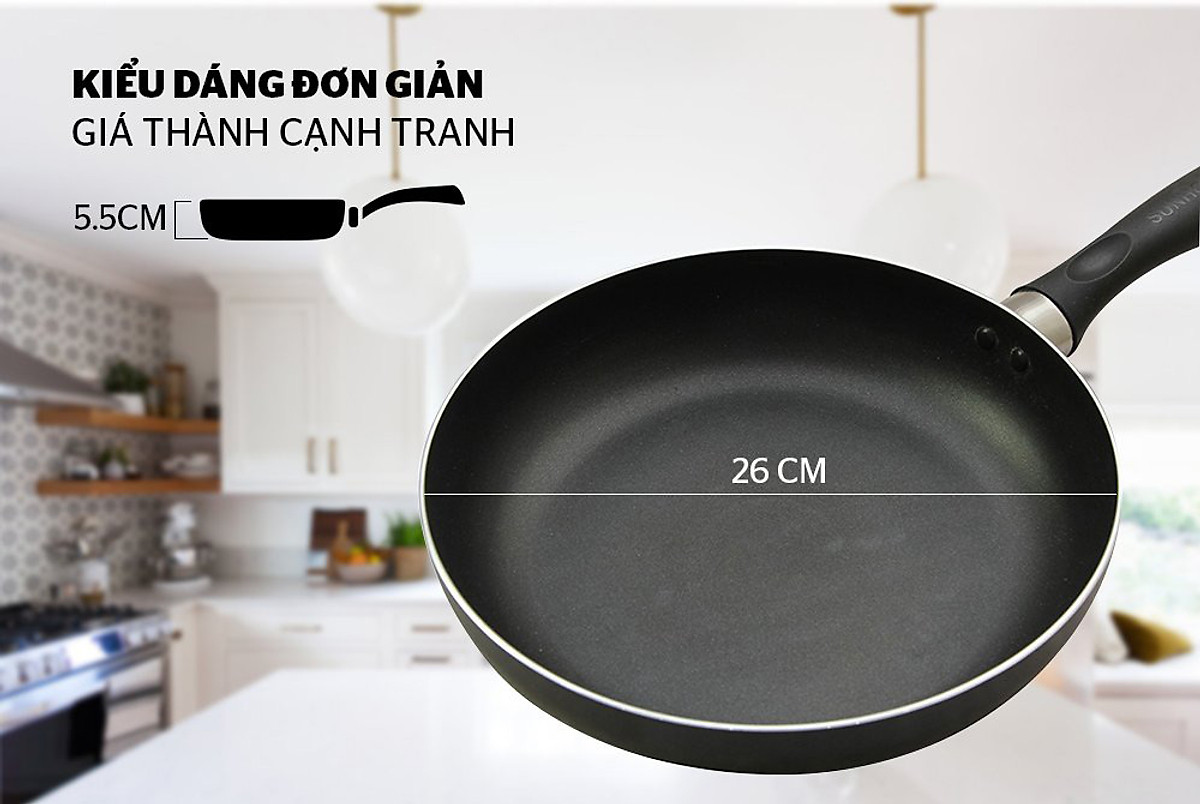 Chảo Trơn Chống Dính Sunhouse CT26 26cm