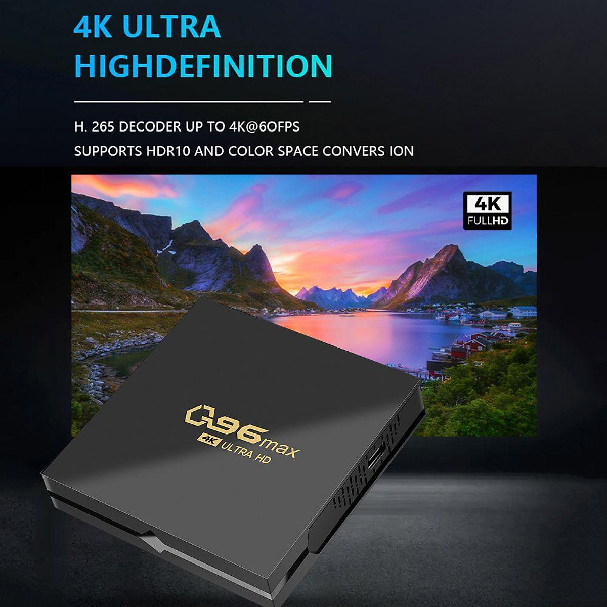 Box Q96 Max 8Gb+128Gb Android 11.0 Amlogic S905L Quad Core 2.4G Wifi Ultra HD 4K H.265