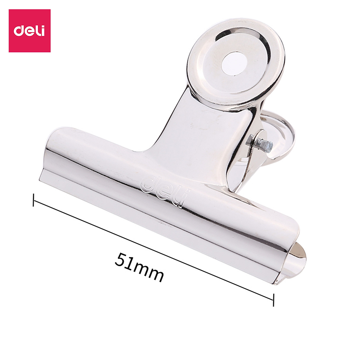 Set 6 chiếc kẹp bướm, Kẹp kim loại đuôi tròn Deli, Kẹp giấy tài liệu văn phòng 19mm 29mm 38mm 51mm