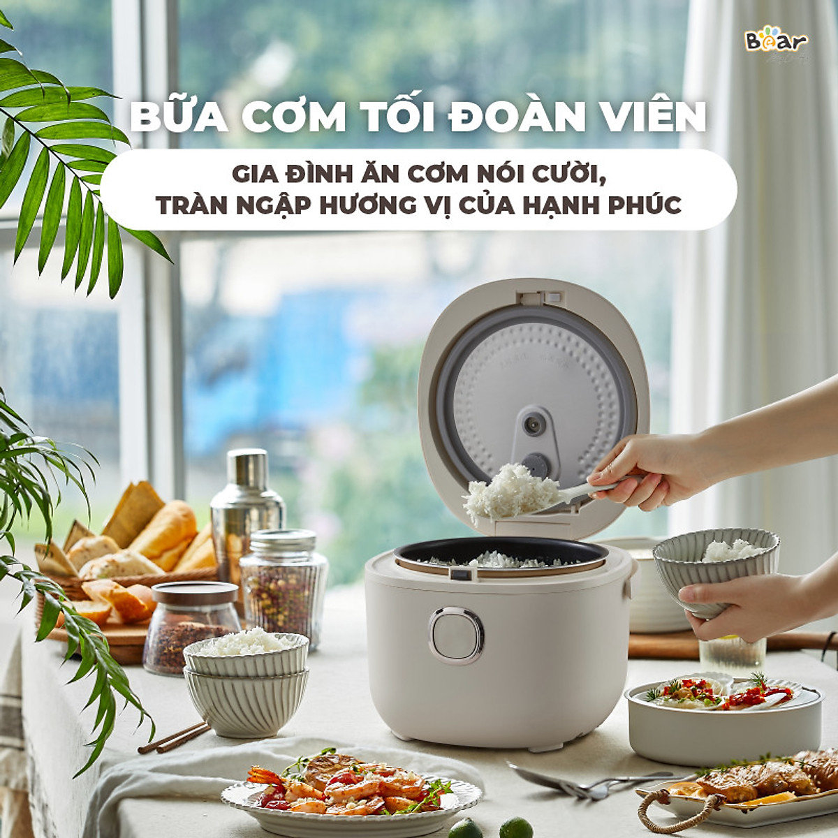 Nồi Cơm Điện Tử Bear 3L Lòng Nồi 5 Lớp Đa Năng Nấu Cơm Nấu Cháo Hầm Hấp Hâm Nóng Hẹn Giờ Lên Đến 12 Tiếng SB-NC30A - HÀNG CHÍNH HÃNG
