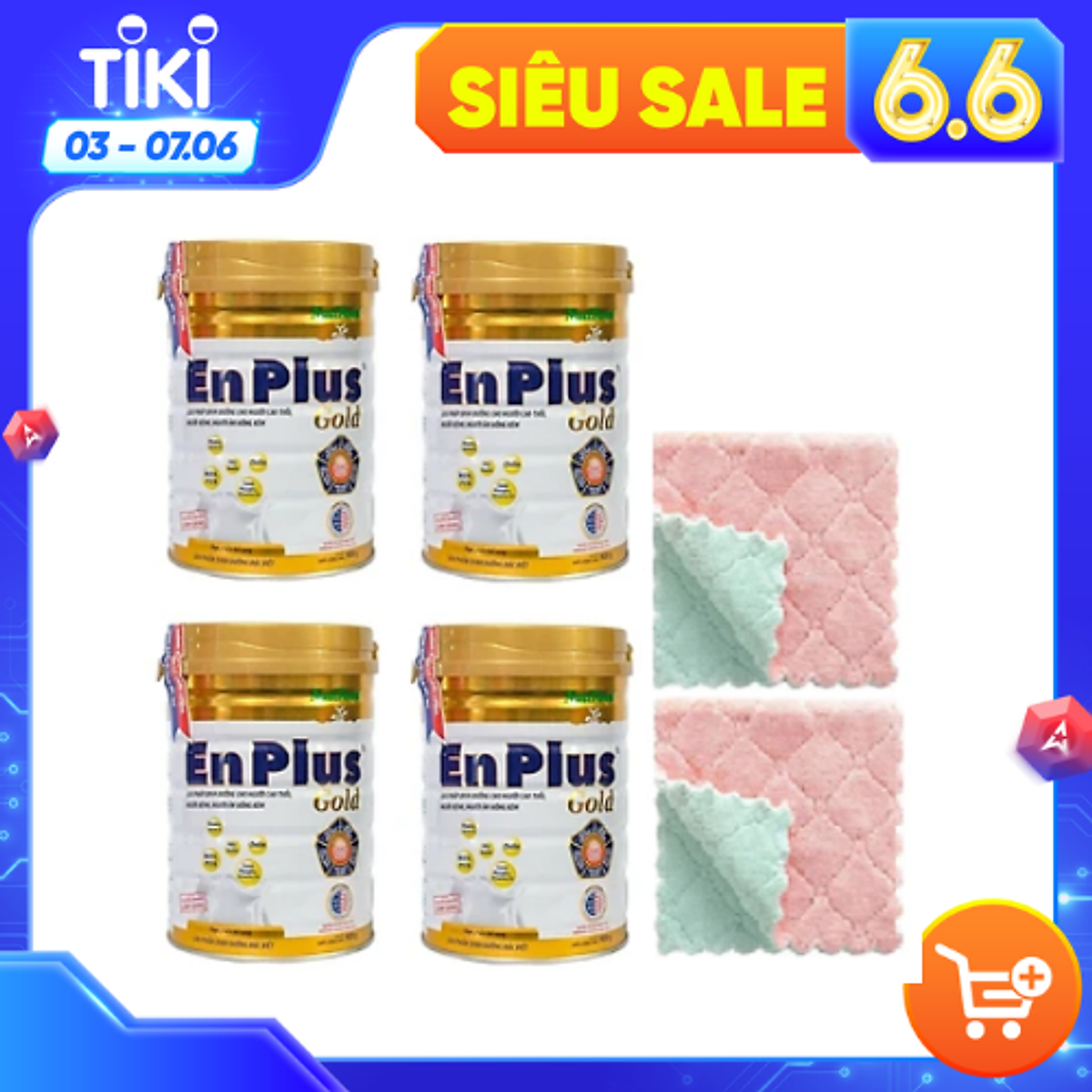 Combo 04 hộp Sữa bột Enplus Gold 900 Gr của hãng nutifood : sữa bổ sung dinh dưỡng hàng ngày cho người trưởng thành, đặc biệt cho người bệnh, người vừa ốm dậy cần bồi bổ sức khỏe-Tặng ngay combo 02 khăn đa năng