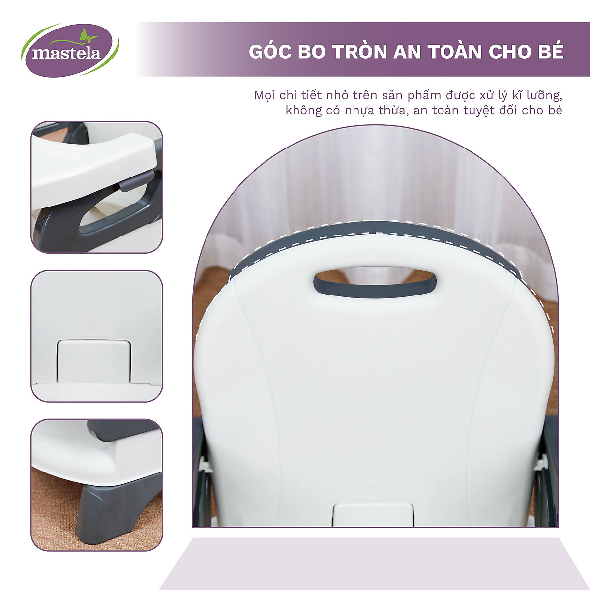 Ghế ăn dặm cho bé gập gọn và nâng hạ độ cao Mastela 7331 - Ghế tập ăn dặm cho bé đạt chuẩn ASTM Mỹ BPA Free