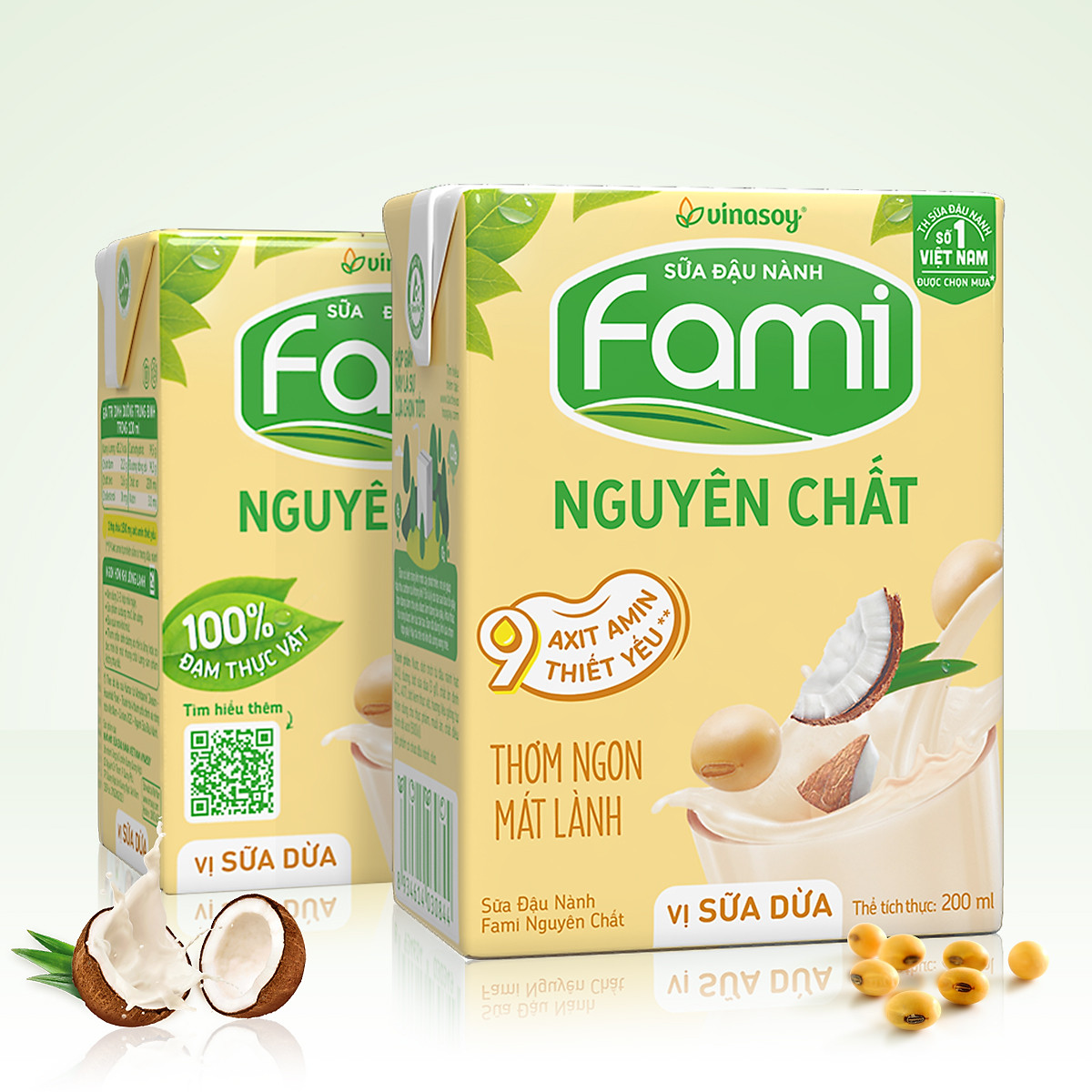 Thùng Sữa Đậu Nành Fami Nguyên Chất Vị Sữa Dừa (200ml x 36 Hộp)