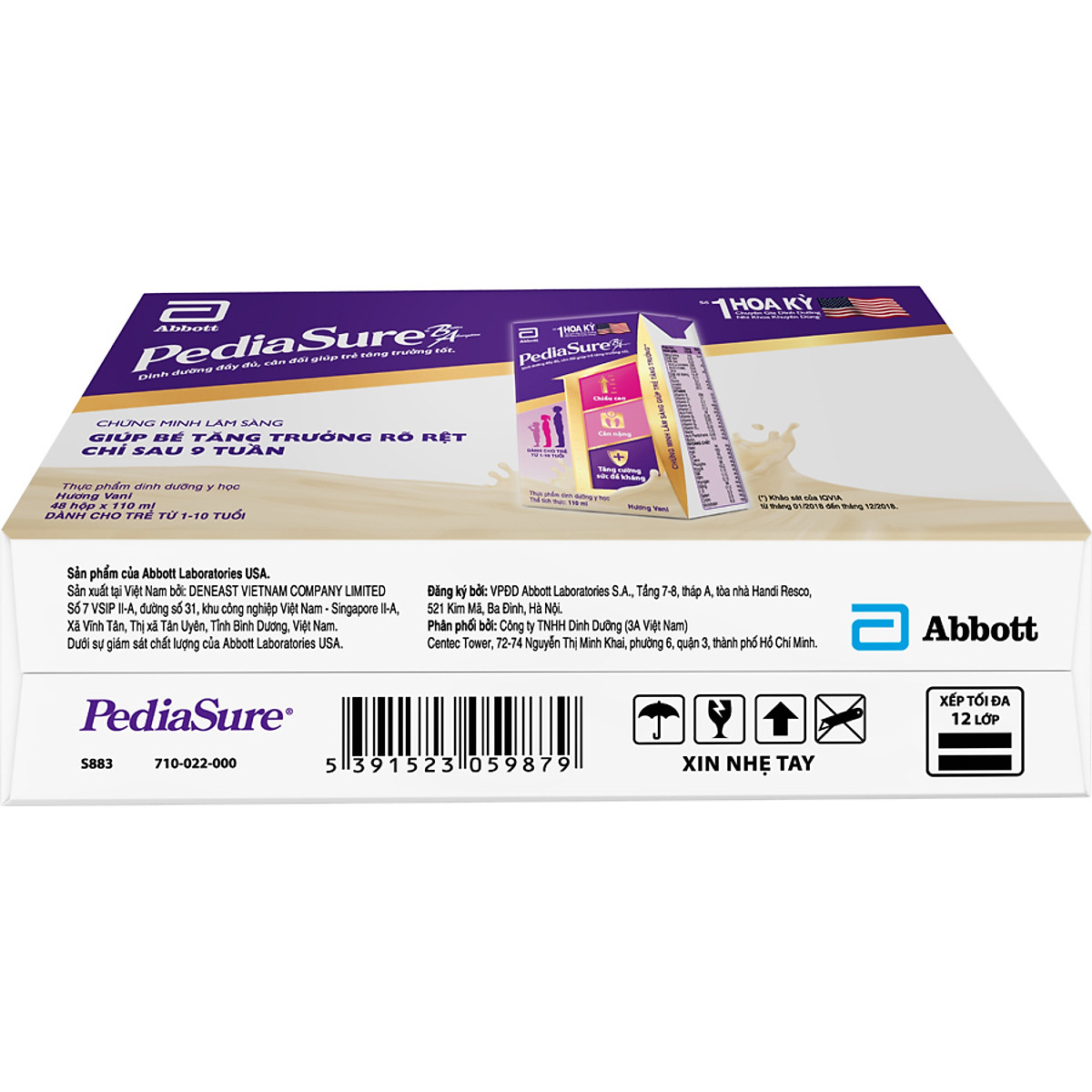 Thùng 48 Hộp Sữa Nước Abbott Pediasure Vani 110ml cho trẻ từ 1 - 10 tuổi