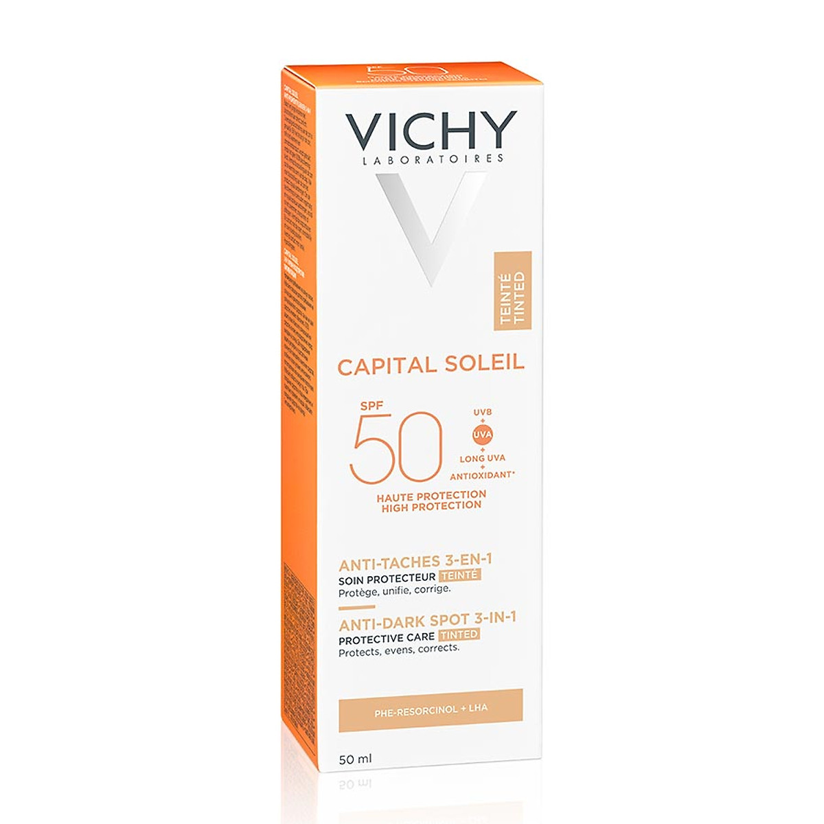 Kem chống nắng giảm thâm nám SPF50 Vichy Capital Soleil UVB+UVA Anti DarkSpot 3in1 50ml