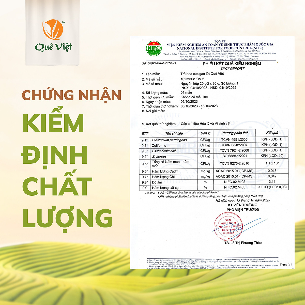 Trà hoa cúc gạo lứt Quê Việt thanh nhiệt, ngủ ngon, điều hoà huyết áp hộp 600gr