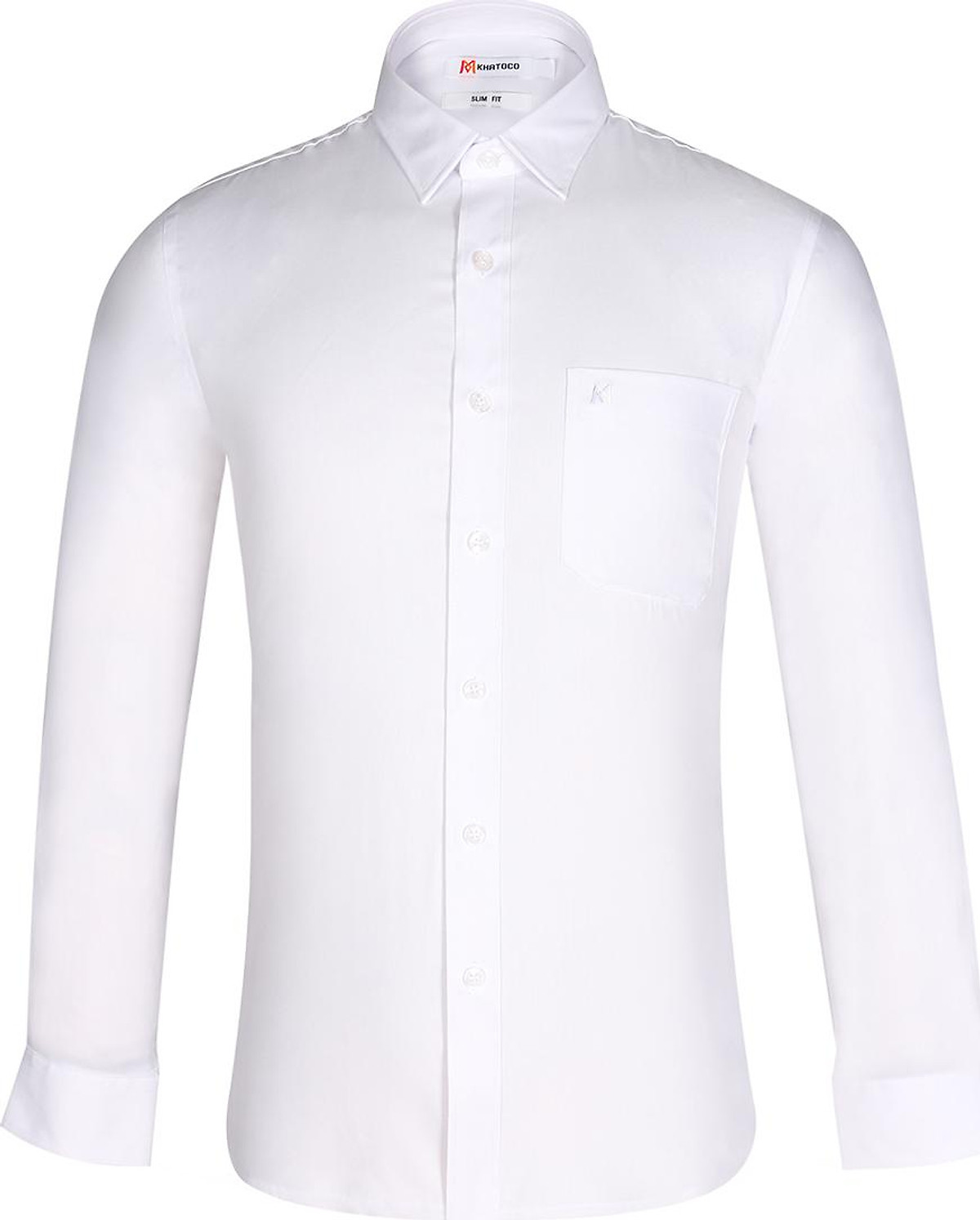 Áo sơ mi nam tay dài form ôm trơn Khatoco A1MD468S1-CNTR008-2412-D - Trắng