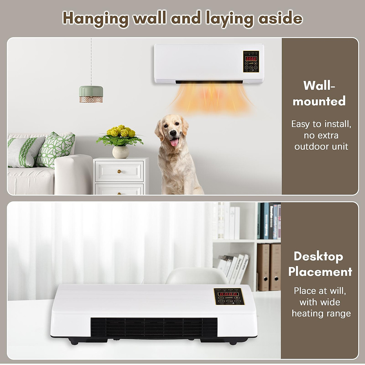 Portable Heater and Air Conditioner Combo Wall Mounted Desktop 2in1