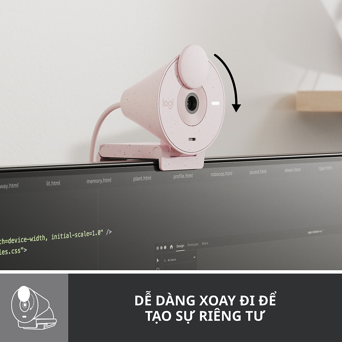 Máy Webcam Full HD Logitech Brio 300 Màn che ống kính, Micro giảm tiếng ồn, USB-C, được chứng nhận cho Zoom, Microsoft Teams, Google Meet, tự động điều chỉnh Ánh sáng - Hàng chính hãng