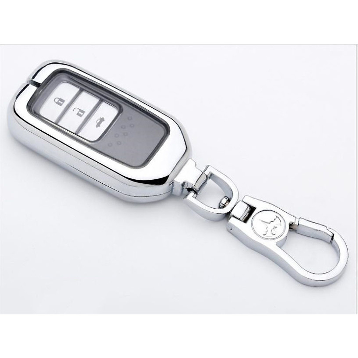 Ốp vỏ chìa khóa, bao da chìa khóa inox có lót bọc silicon cao cấp dành cho xe Honda City CRV M02 - màu bạc