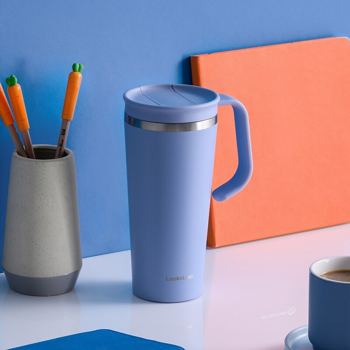 Bình giữ nhiệt LocknLock Daily Handle Tumbler LHC4330 - Có quai cầm - Nắp trượt