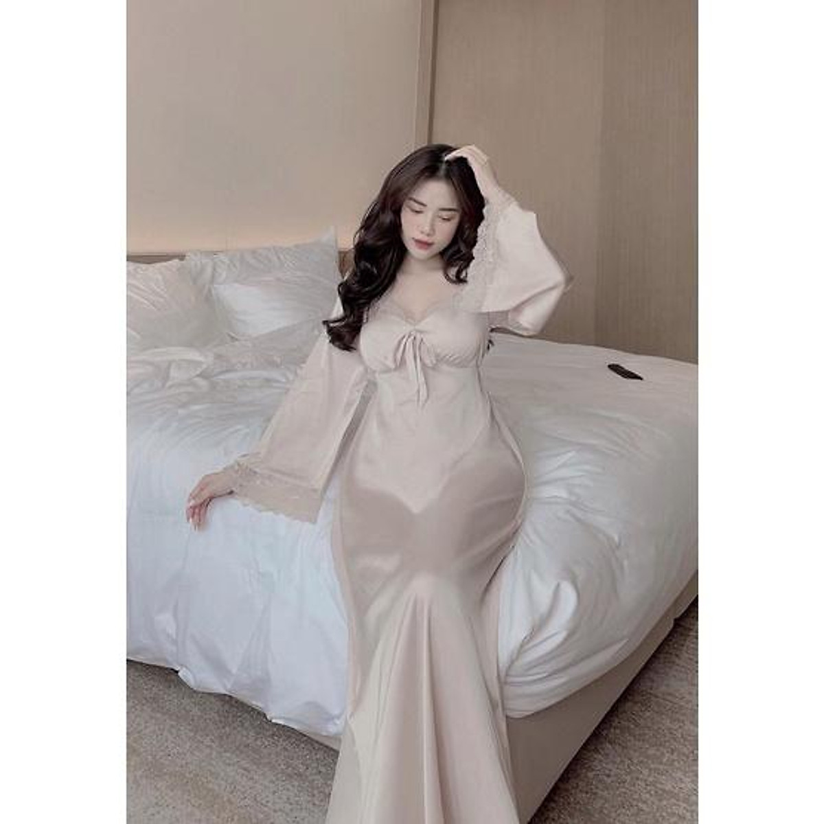 1001 bộ ngủ lụa dài tay cao cấp cho nàng thêm xinh