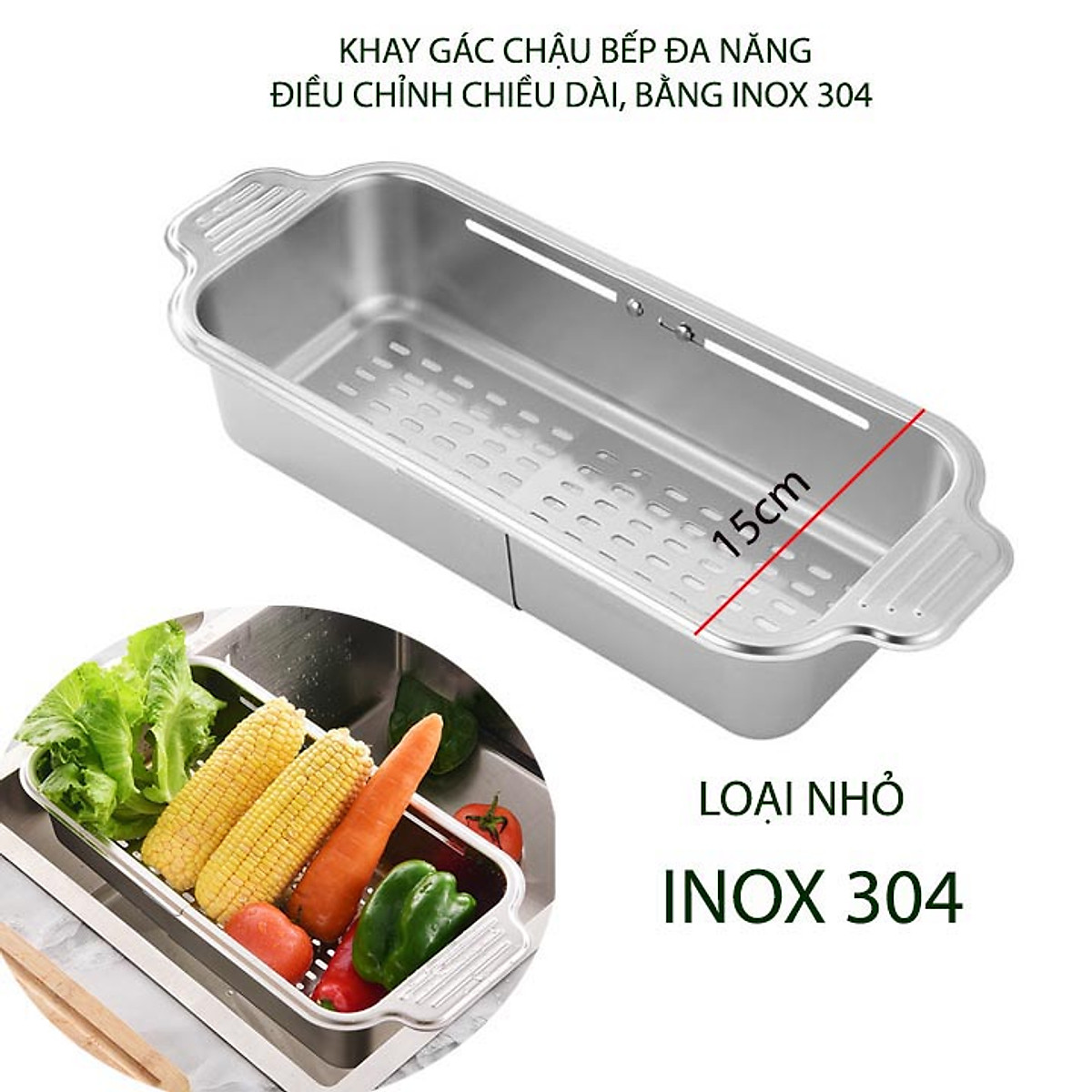 Mua Khay rổ inox 304 gác chậu bếp thông minh xếp gọn, để đồ đa năng ...
