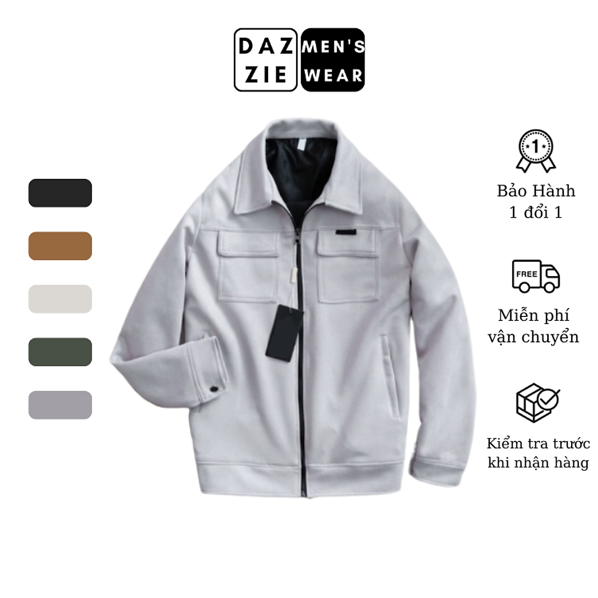 Áo Khoác Nam DazzieMenwear chất Da lộn Cao Cấp Túi hộp Thời Trang, Trẻ Trung Áo Khoác Nam Dazziemenwear Chất Da Lộn Cao Cấp Túi Hộp Thời Trang, Trẻ Trung