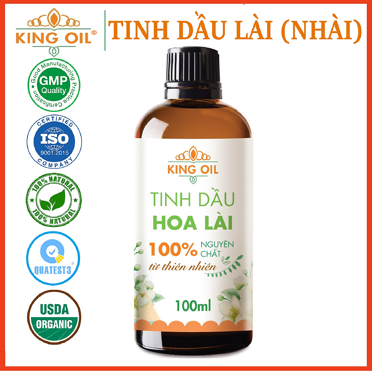 Tinh dầu Hoa Lài (hoa Nhài) nguyên chất từ thiên nhiên, xông phòng, khử mùi, thơm phòng, đuổi muỗi - KingOil