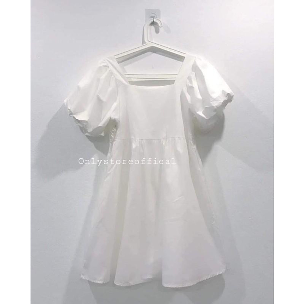 VÁY BABYDOLL DÀI VIỀN CHỈ KHÁC MÀU MADEBYMINT  TRẮNG Mint Official