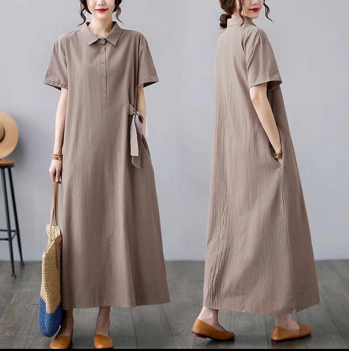 HÀNG SẴN Váy yếm xòe Vintage thắt eo kẻ sọc MORAN Hàn Quốc  Shopee Việt  Nam