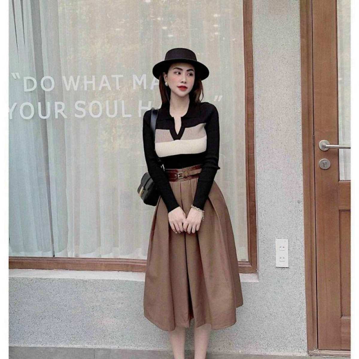 Chân váy xòe da lộn Blue Sky  My Way Fashion  Thời trang thiết kế cao cấp