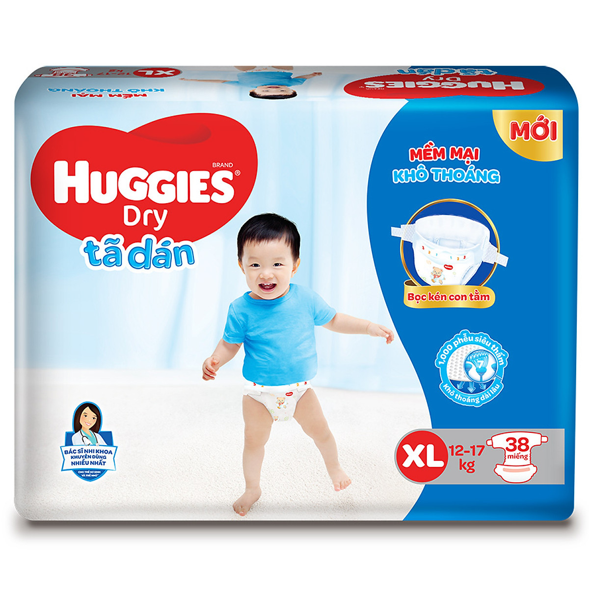 Tã Dán Huggies Dry Gói Đại XL38 (38 Miếng) - Bao Bì Mới