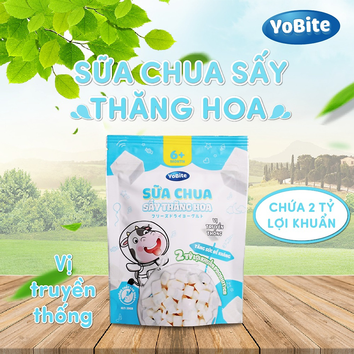 Sữa chua khô ăn dặm YoBite Kids vị Truyền thống - Hỗ trợ tiêu hóa, ngừa biếng ăn