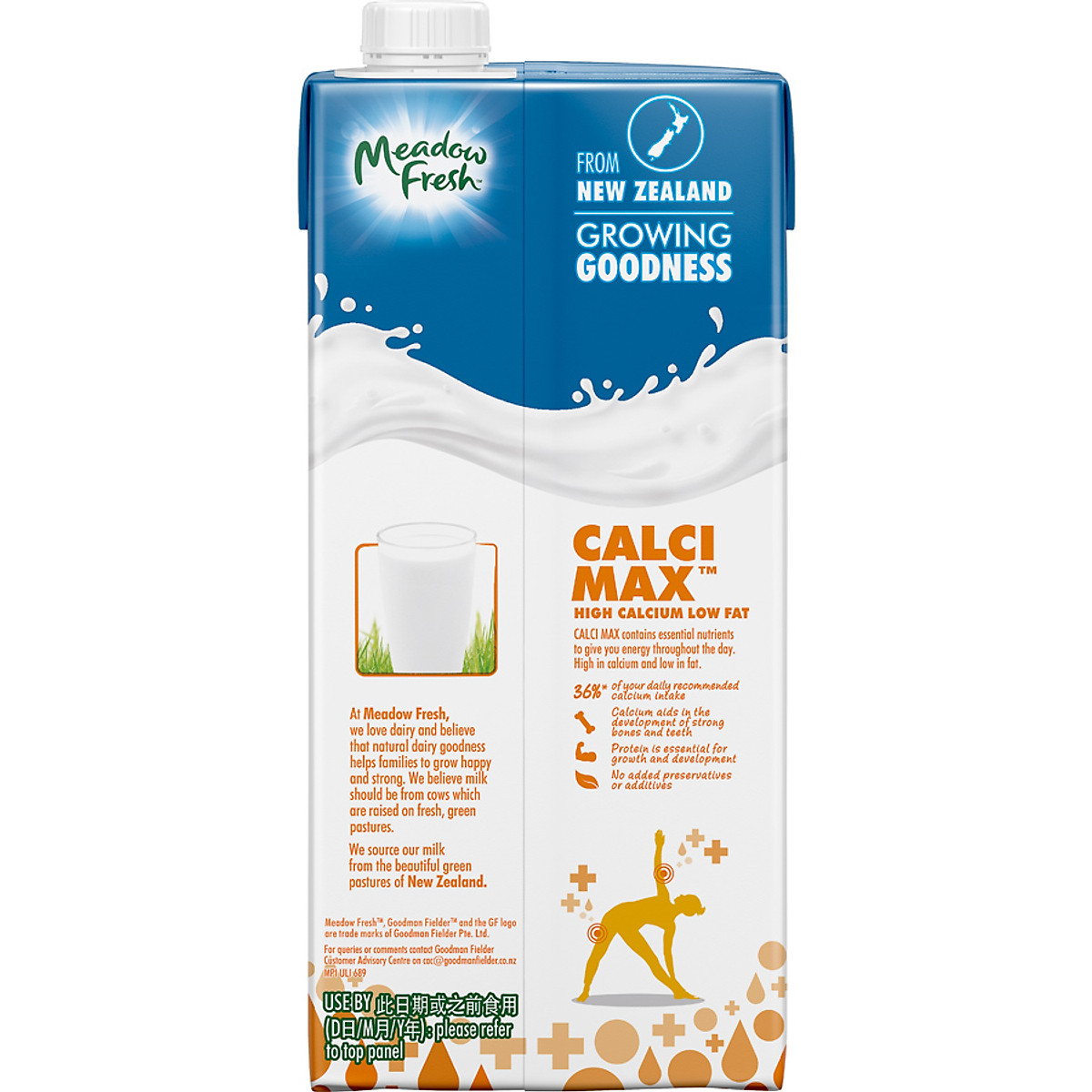 Thùng 12 hộp Sữa Tươi Tiệt Trùng Giàu Canxi Ít Béo Meadow Fresh 1L hàng New Zealand