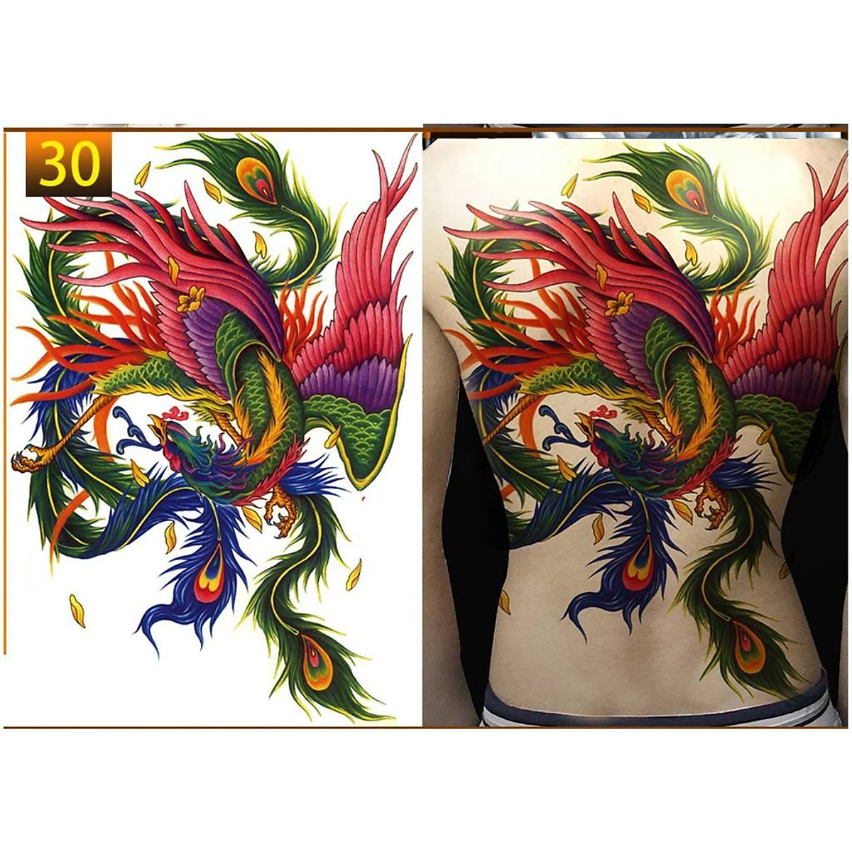 Mua Hình Xăm Dán Kín Lưng Phượng Hoàng Màu Tuyệt Đẹp 34X48Cm- Tặng Mini  Tattoo Tại Miashop89