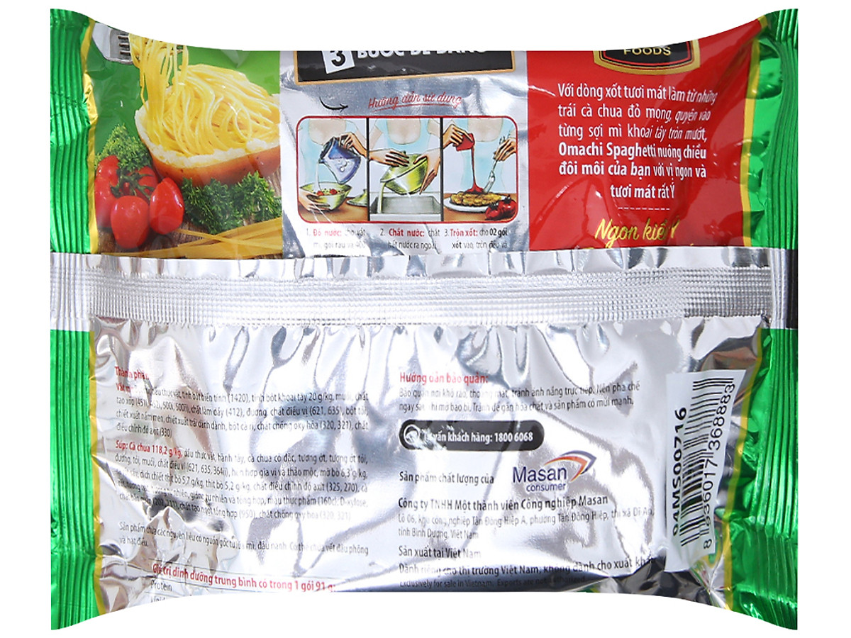 Thùng 30 gói mì trộn Omachi xốt Spaghetti 91g