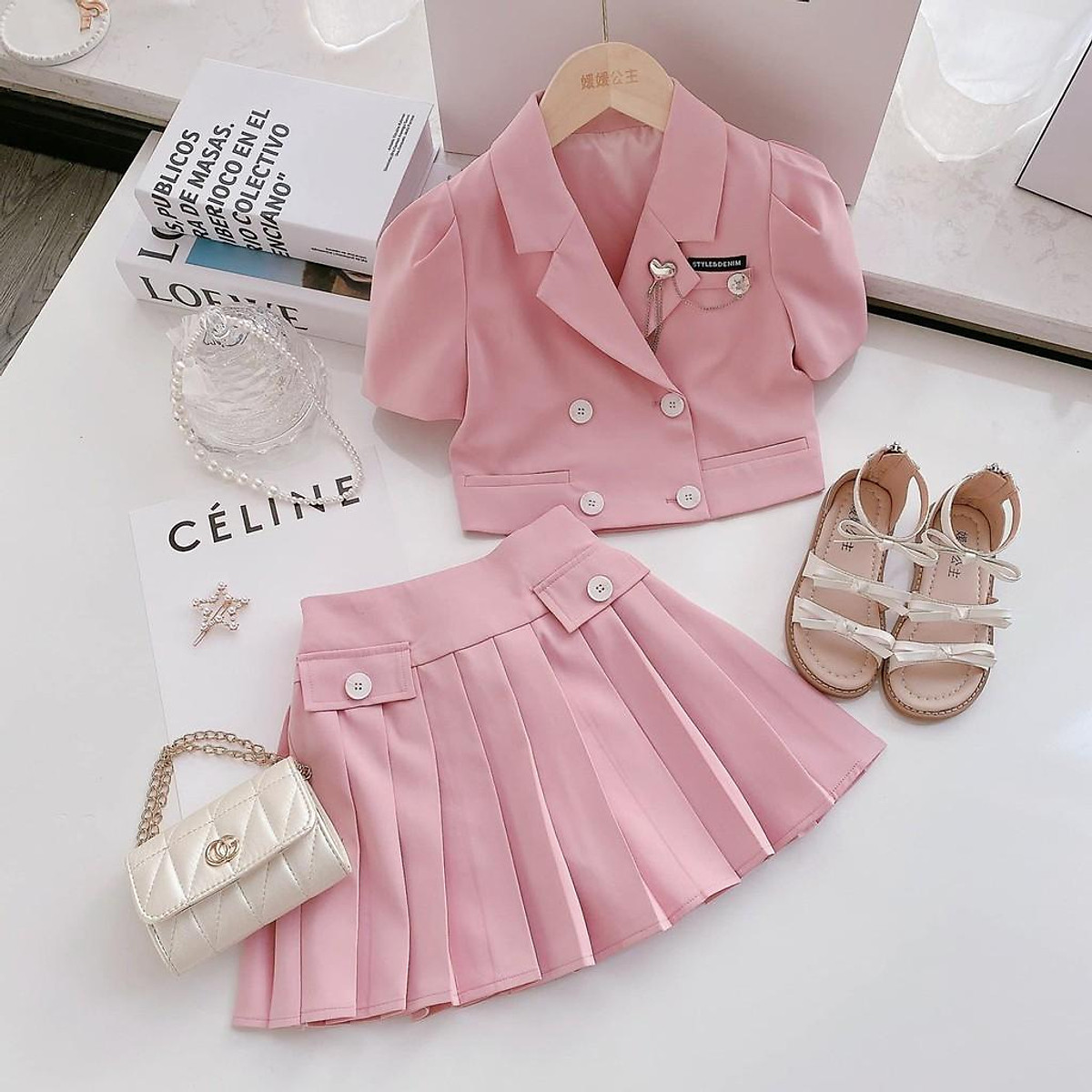 BÁN SỈ VÁY CỔ VEST XẾP LY KHUY TRÒN CHO NỮ