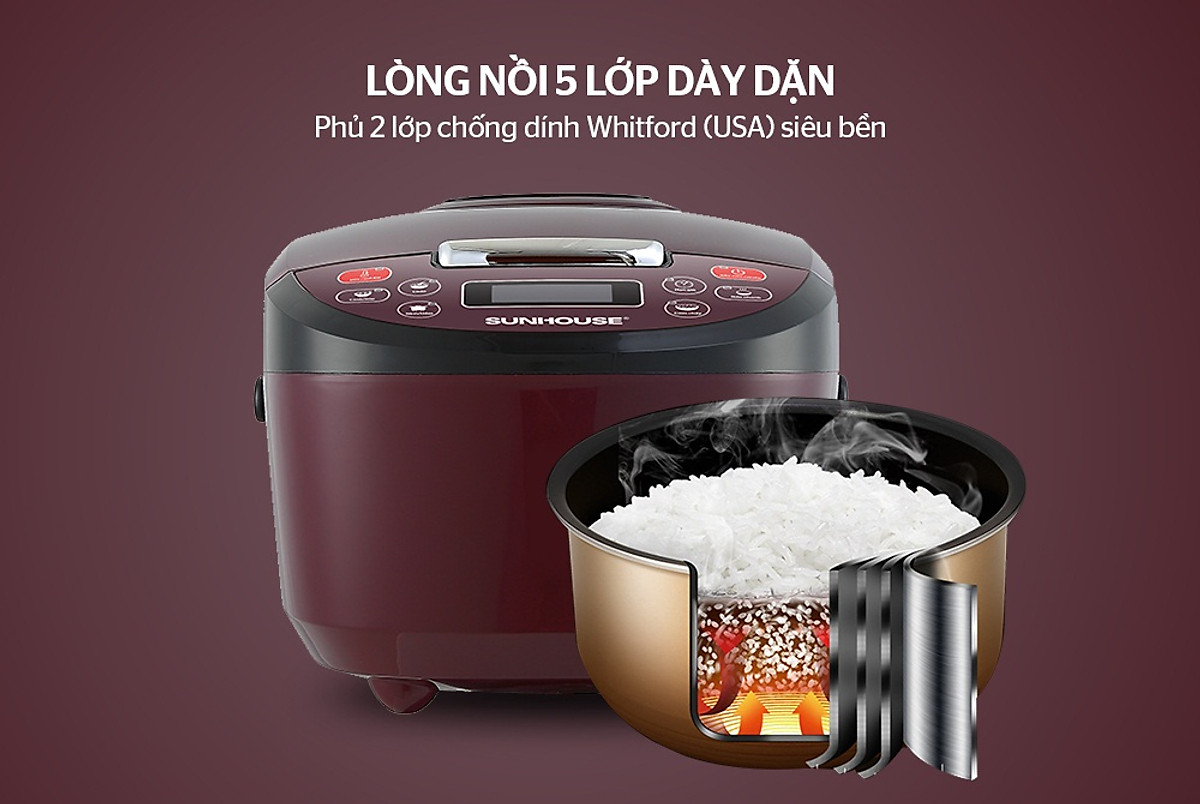 NỒI CƠM ĐIỆN TỬ 1.8L SUNHOUSE SHD8909 - Hàng chính hãng