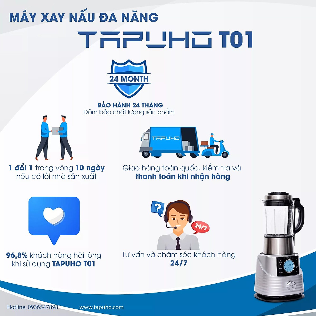 Máy Làm Sữa Hạt TAPUHO T01 - Thương hiệu Đức