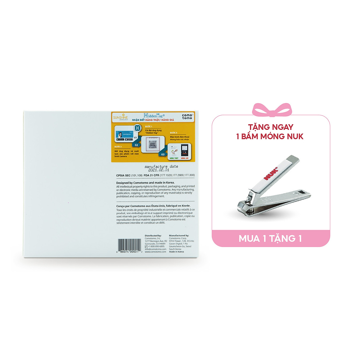 Bộ hai bình sữa silicone Comotomo 150ml - Xanh Tặng Bấm móng sơ sinh NUK