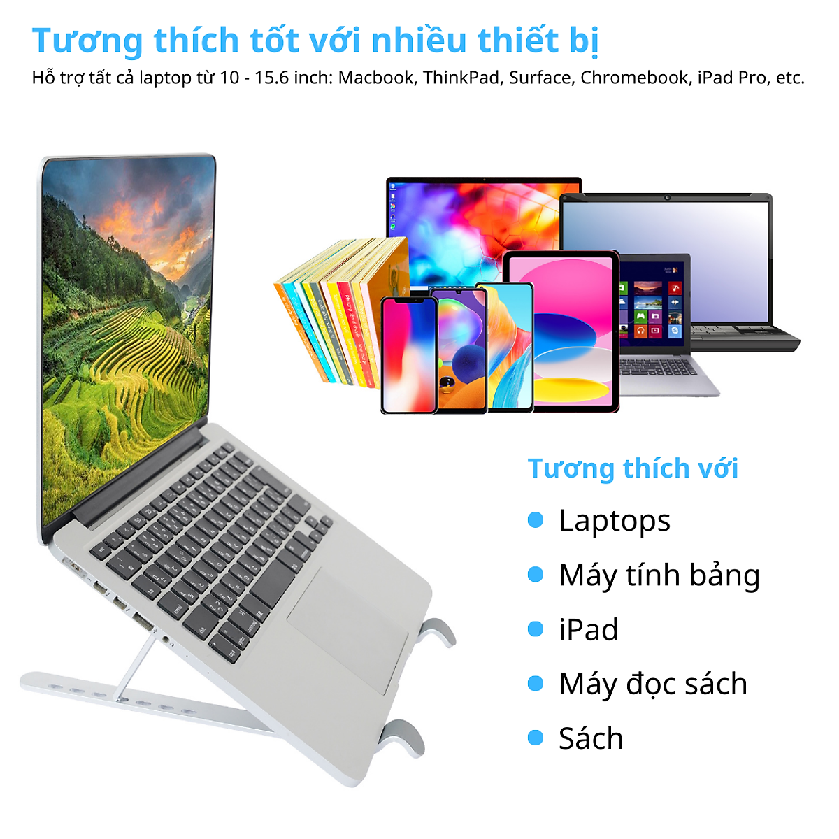 Giá Đỡ Laptop Hợp Kim Nhôm Cao Cấp Dễ Dàng Gấp Gọn, Giúp Tản Nhiệt Laptop, Máy Tính Xách Tay - 07 Nấc Điều Chỉnh Góc Độ. Hàng Chính Hãng Tamayoko