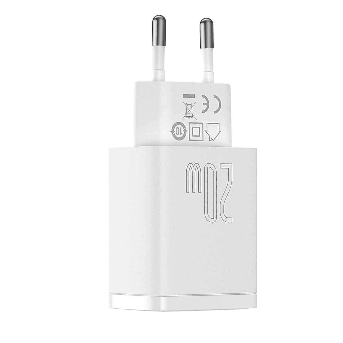 Cốc sạc nhanh siêu nhỏ gọn chân tròn Baseus Compact Quick Charger 20W (USB + Type C Dual Port, 20W PD/QC 3.0 Multi Quick Charge Support) dùng cho Samsung / Xiaomi/ Huawei/ OPPO / iPhone/iPad......Hàng chính hãng