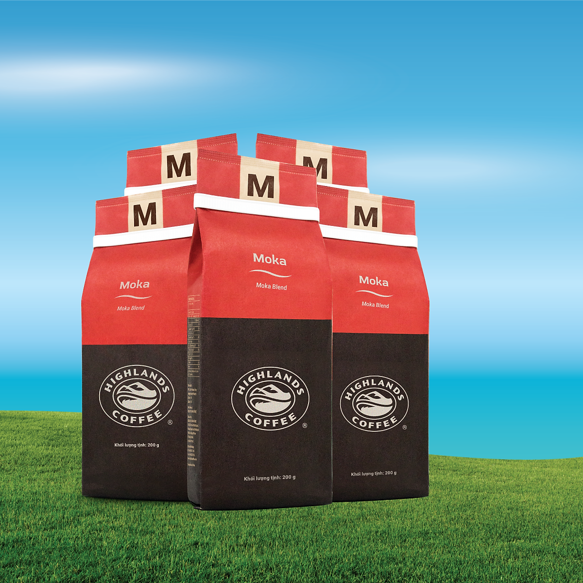 Combo 5 Cà phê rang xay Moka Highlands Coffee 200g - dòng cà phê cao cấp