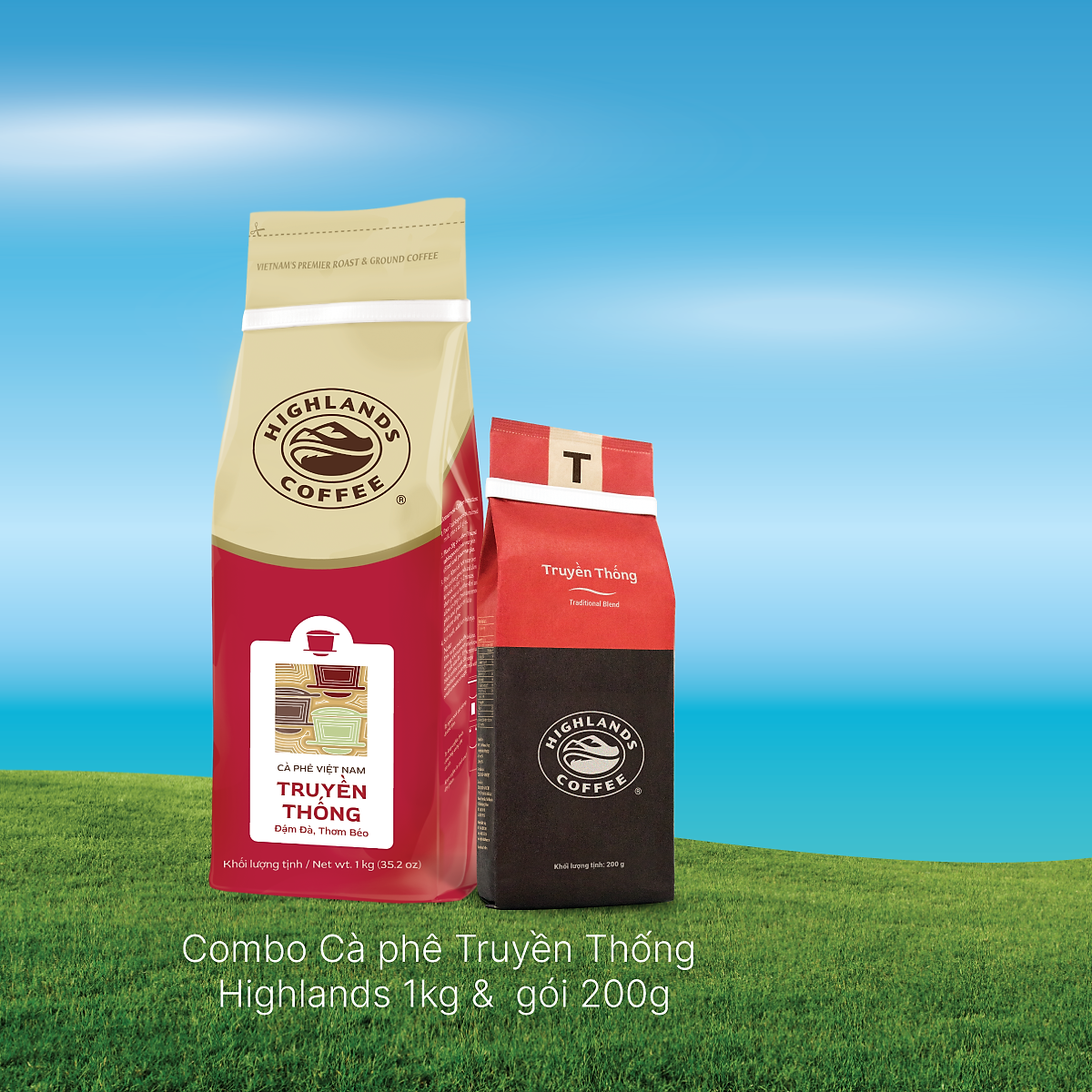 Combo Cà Phê Bột Truyền Thống Highlands Coffee 1kg và gói 200gr