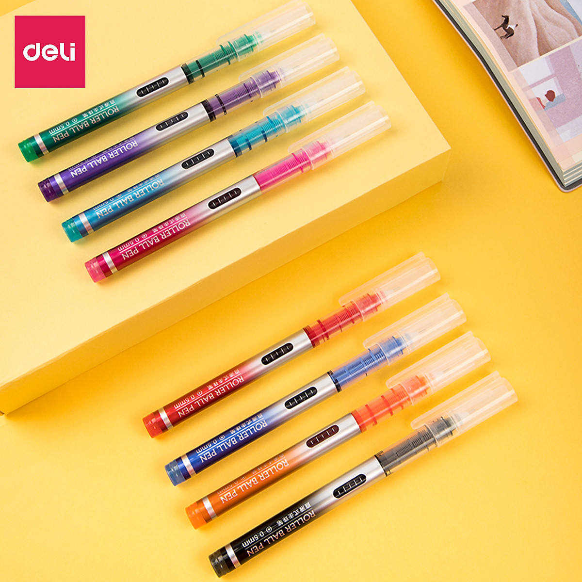 Bút gel nhiều màu Deli - 0.5mm - Mực trơn đều - 8 màu 8 chiếc/Hộp - 1 hộp - S855