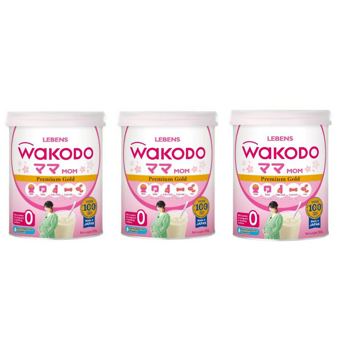 Bộ 3 Lon Sữa Bột Wakodo Mom - 300g