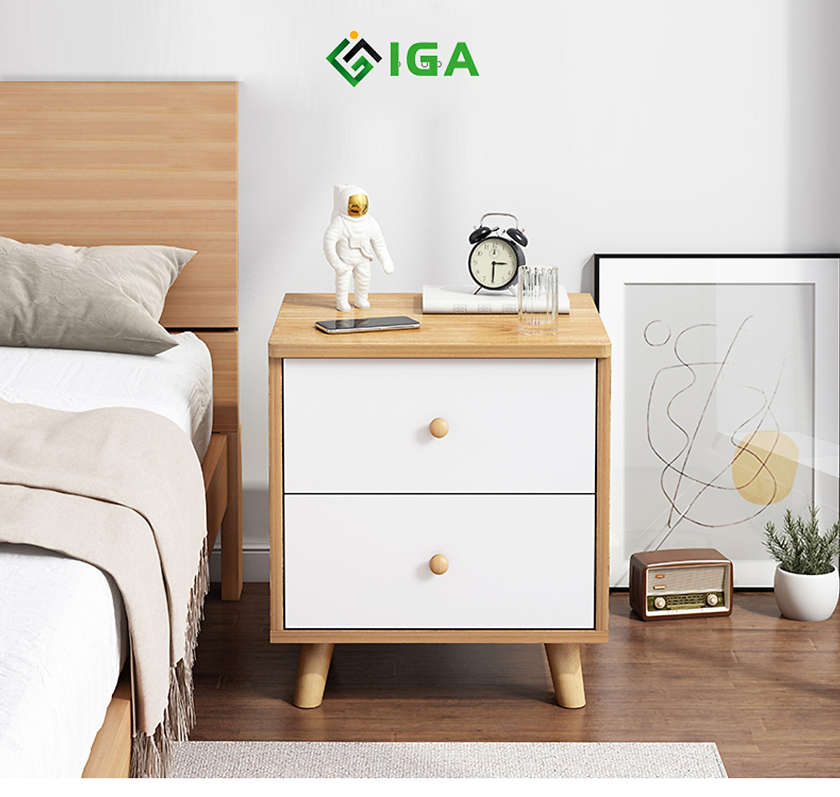 Tab Đầu Giường, Tủ Đầu Giường Phong Cách Nordic Thương Hiệu IGA - GP174