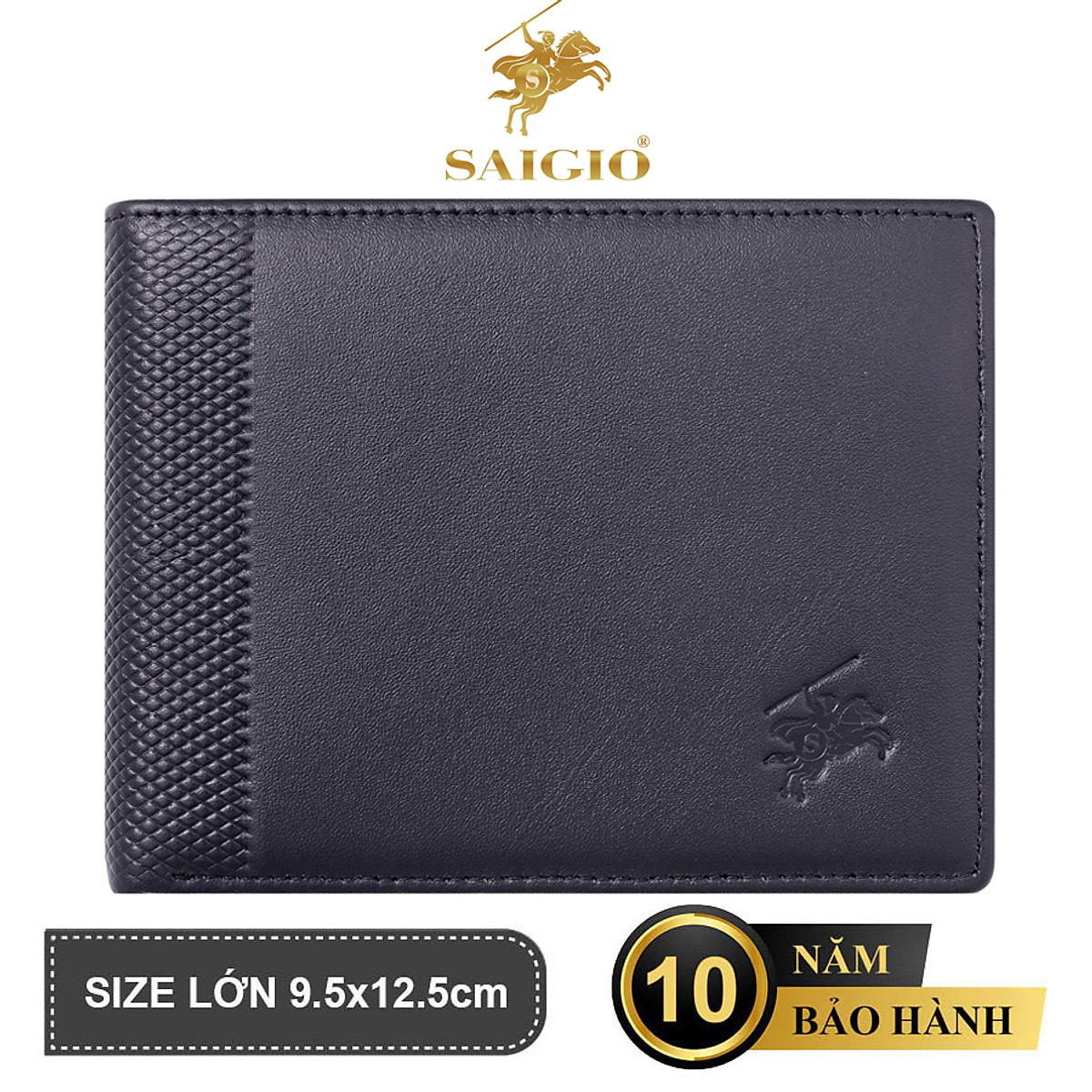 Ví Nam Cao Cấp, Da Bò NAPA Láng Mịn In Caro, Mỏng Nhẹ, Size Lớn, Thiết Kế Đơn Giản - Sang Trọng, Dáng Ngang - Gập 2, Ngăn Đựng Tiền Có Khóa Kéo, Nhiều Ngăn Để Giấy Tờ Tiện Dụng - Hàng Chính Hãng SAIGIO