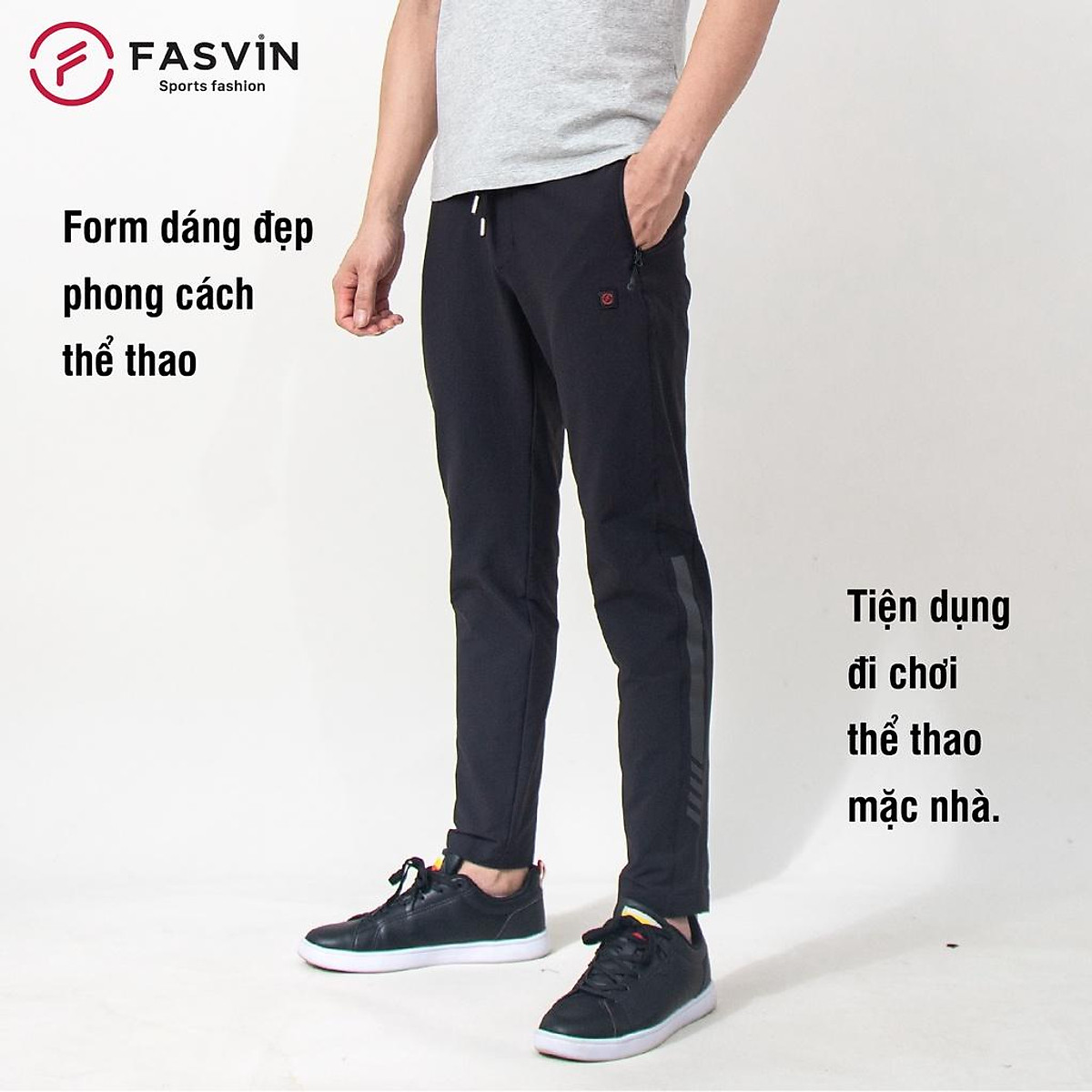 Quần Gió Nam Thể Thao FASVIN Vải Gió Đẹp Hàng Nhà Máy Chất Lượng Cao Dùng Khi Thể Thao Hay Mặc Nhà DC20423.HN