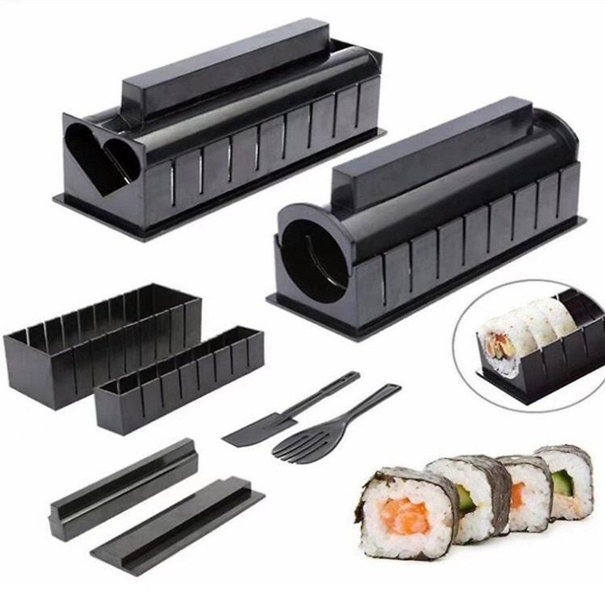 Bộ Dụng Cụ Khuôn Làm Sushi Cơm Cuộn Kimbap 10 Món Tiện Lợi