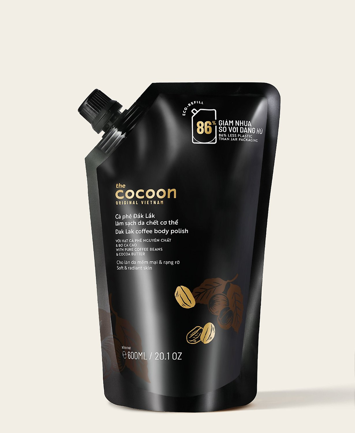 Tẩy da chết cơ thể cà phê Dăk Lăk Cocoon - Túi refill 600ml