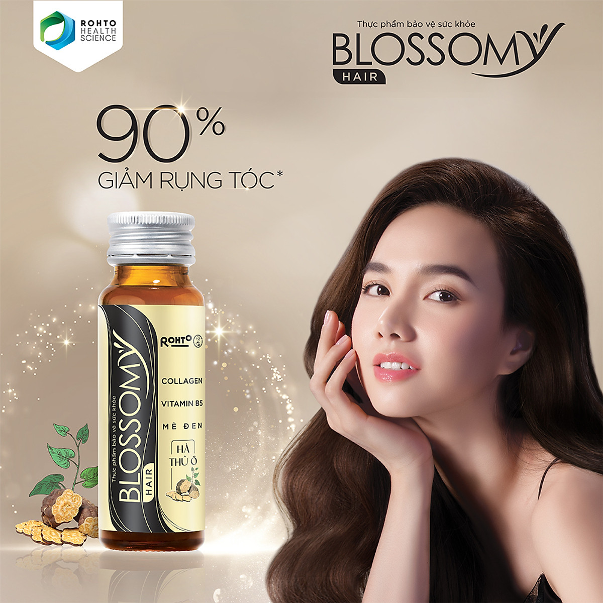 Nước uống giúp giảm rụng tóc, sáng da Blossomy Hair lốc 10 chai x 50ml