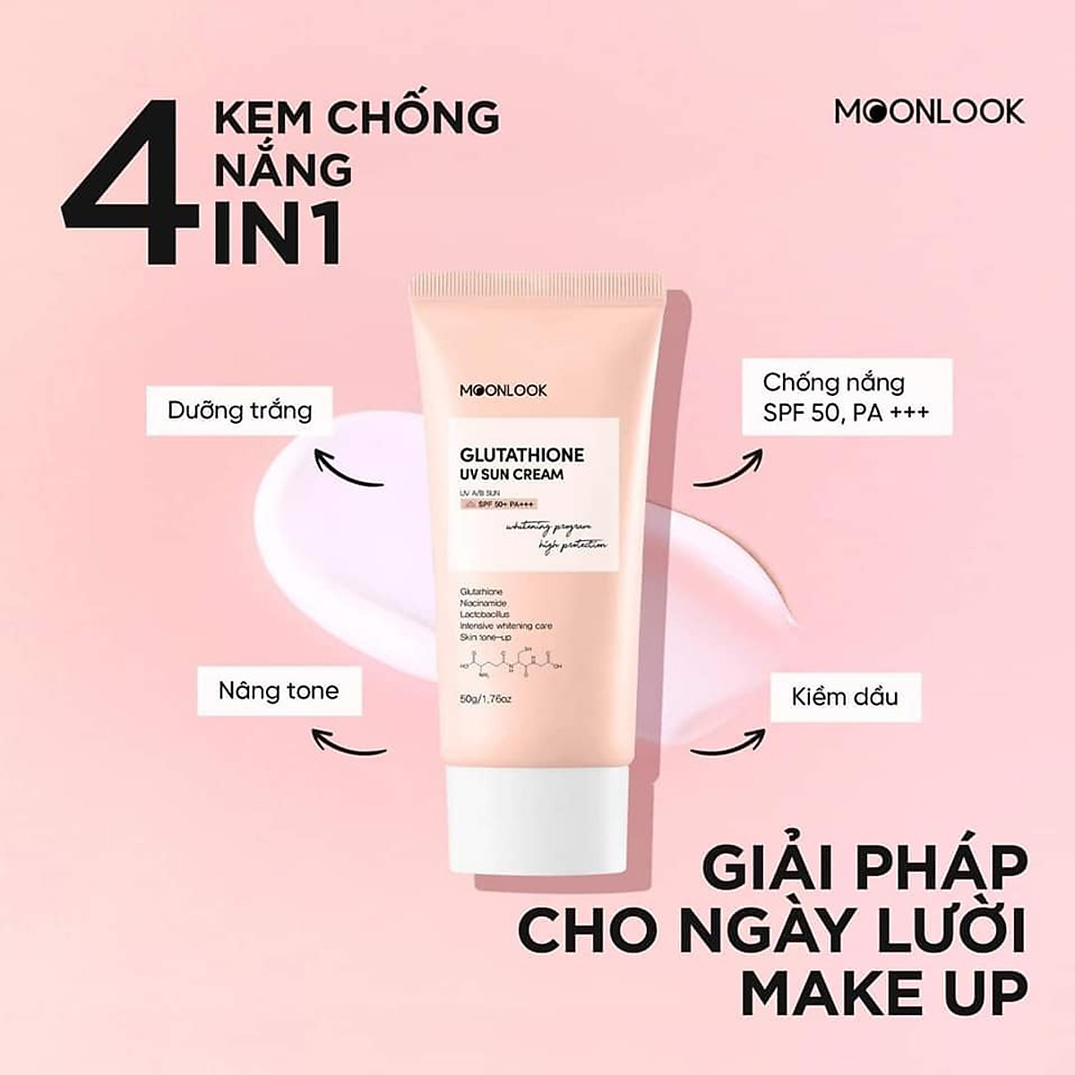 Mua Kem chống nắng dưỡng trắng da MoonLook Glutathione UV Sun Cream tại Hoa  My Beauty Shop