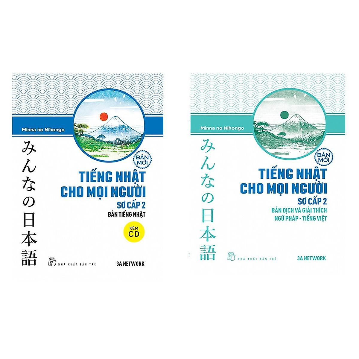 Combo Minna no Nihongo Bán Chạy: Giáo Trình Tiếng Nhật Cho Mọi Người Sơ Cấp 2 + Bản Dịch Và Giải Thích Ngữ Pháp - Tiếng Việt Sơ Cấp 2 (Cẩm Nang Học Tiếng Nhật Hiệu Qủa Nhất Dành Cho Người Việt / Tặng Kèm Bookmark Happy Life)